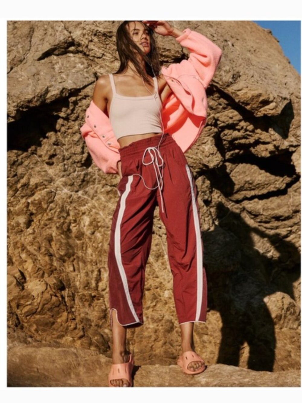FREE PEOPLE FP Movement Champ Is Here Pants in Sour Cherry NWT NEW